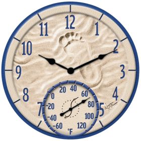 Springfield Precision 91501T 14" Poly Resin Clock with Thermometer (By the Sea)