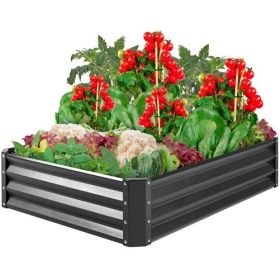 Dark Gray 4 ft x 3 ft Steel Rust Resistant Open Bottom Raised Garden Planter Bed