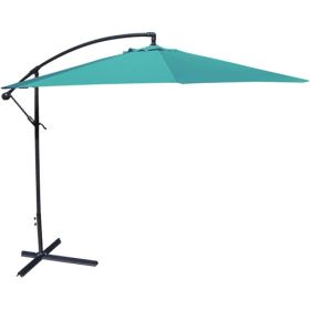 10-Ft Offset Cantilever Patio Umbrella with Aruba Teal Canopy