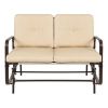 UV-Resistant Beige 2 Seater Ergo Patio Glider Loveseat Rocking Chair Bench