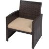 Brown Resin Wicker 4-Piece Modern Patio Furniture Set with Beige Cushions