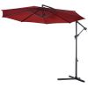 Burgundy 10-Ft Outdoor Steel Pole Tilt Crank Offset Patio Umbrella