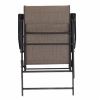 Set of 2 Outdoor Folding Patio Chairs in Brown with Black Metal Frame