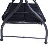 Black Adjustable 3 Seat Cushioned Porch Patio Canopy Swing Chair