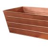 Rectangular Metal Flower Planter Box with Embossed Line Design, Large, Copper