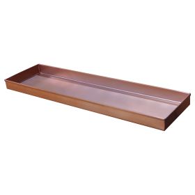 20 Inch Rectangular Metal Window sill Plant Tray with Trim Edges, Small, Copper