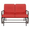 UV-Resistant Red 2 Seater Ergo Patio Glider Loveseat Rocking Chair Bench