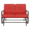 UV-Resistant Red 2 Seater Ergo Patio Glider Loveseat Rocking Chair Bench