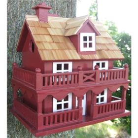 Red Wood Birdhouse - Made of Kiln Dried Hardwood