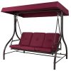 Burgundy Outdoor Patio Deck Porch Canopy Swing with Cushions