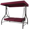 Burgundy Outdoor Patio Deck Porch Canopy Swing with Cushions