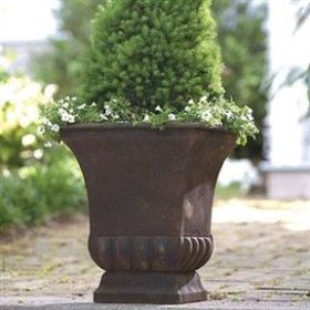 Rustic Metal Urn Style Garden Planter for Indoor or Outdoor Use