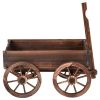 Mobile Half Barrel Solid Wood Planter Box on Wooden Wheels