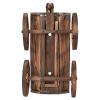 Mobile Half Barrel Solid Wood Planter Box on Wooden Wheels