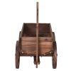 Mobile Half Barrel Solid Wood Planter Box on Wooden Wheels
