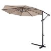 Beige 10-Ft Outdoor Steel Pole Tilt Crank Offset Patio Umbrella