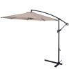 Beige 10-Ft Outdoor Steel Pole Tilt Crank Offset Patio Umbrella