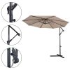 Beige 10-Ft Outdoor Steel Pole Tilt Crank Offset Patio Umbrella