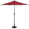 Burgundy 9-Ft Patio Umbrella with Steel Pole Crank Tilt and Solar LED Lights