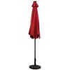 Burgundy 9-Ft Patio Umbrella with Steel Pole Crank Tilt and Solar LED Lights