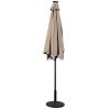 Beige 9-Ft Patio Umbrella with Steel Pole Crank Tilt and Solar LED Lights