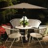 Beige 9-Ft Patio Umbrella with Steel Pole Crank Tilt and Solar LED Lights