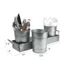 Galvanized Set of Three Planters With Tray, Gray