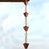 Pure Copper 8.5 Ft Rain Chain with Pyramid Square Cups and Diamond Link Chain
