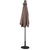 Tan 9-Ft Patio Umbrella with Steel Pole Crank Tilt and Solar LED Lights