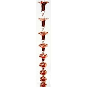 Pure Copper 8-Ft Flower Rain Chain Rainwater Gutter Downspout