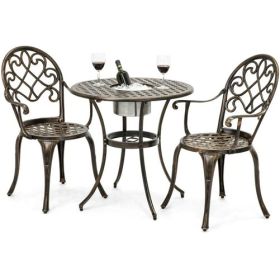 Outdoor 3-Piece Patio Furniture Bistro Set in Antique Copper Finish