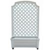 Indoor/Outdoor White Plastic Self Watering Planter with Trellis on Wheels