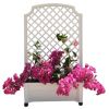 Indoor/Outdoor White Plastic Self Watering Planter with Trellis on Wheels