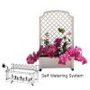 Indoor/Outdoor White Plastic Self Watering Planter with Trellis on Wheels