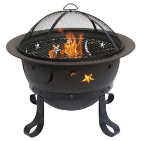 Outdoor Star Moon Steel Wood Burning Fire Pit in Bronze Finish