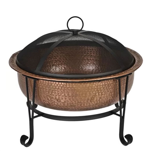 Hammered Copper 26 Inch Fire Pit With, 35 Fire Pit Screen