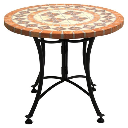 24 Inch Round Bistro Style Mosaic, Mosaic Tiles Round Outdoor Coffee Table