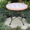 24-inch Round Bistro Style Mosaic Terracotta Tile Outdoor Patio Table