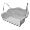 White Resin Wicker Porch Swing with 4-ft Hanging Chain