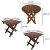 3 Piece Plank Style Mango Wood Outdoor Folding Portable Picnic Table Set, Rustic Brown