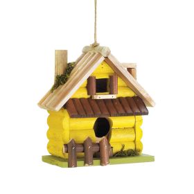 Yellow Log Home Birdhouse